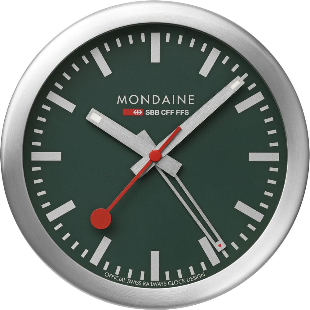 Mondaine Klassisch Wecker 12.5 cm Aluminium • Ikonisches Schweizer Bahnhofsuhr-Design • Leises Quarzuhrwerk