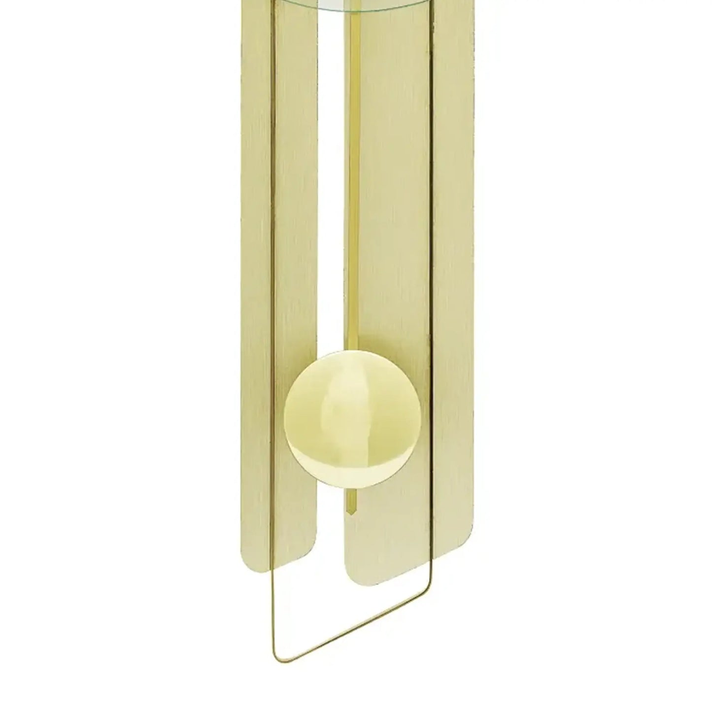 Wanduhr mit Messingauflage und Pendelwerk, rundes Glas-Ziffernblatt mit Kugelteil