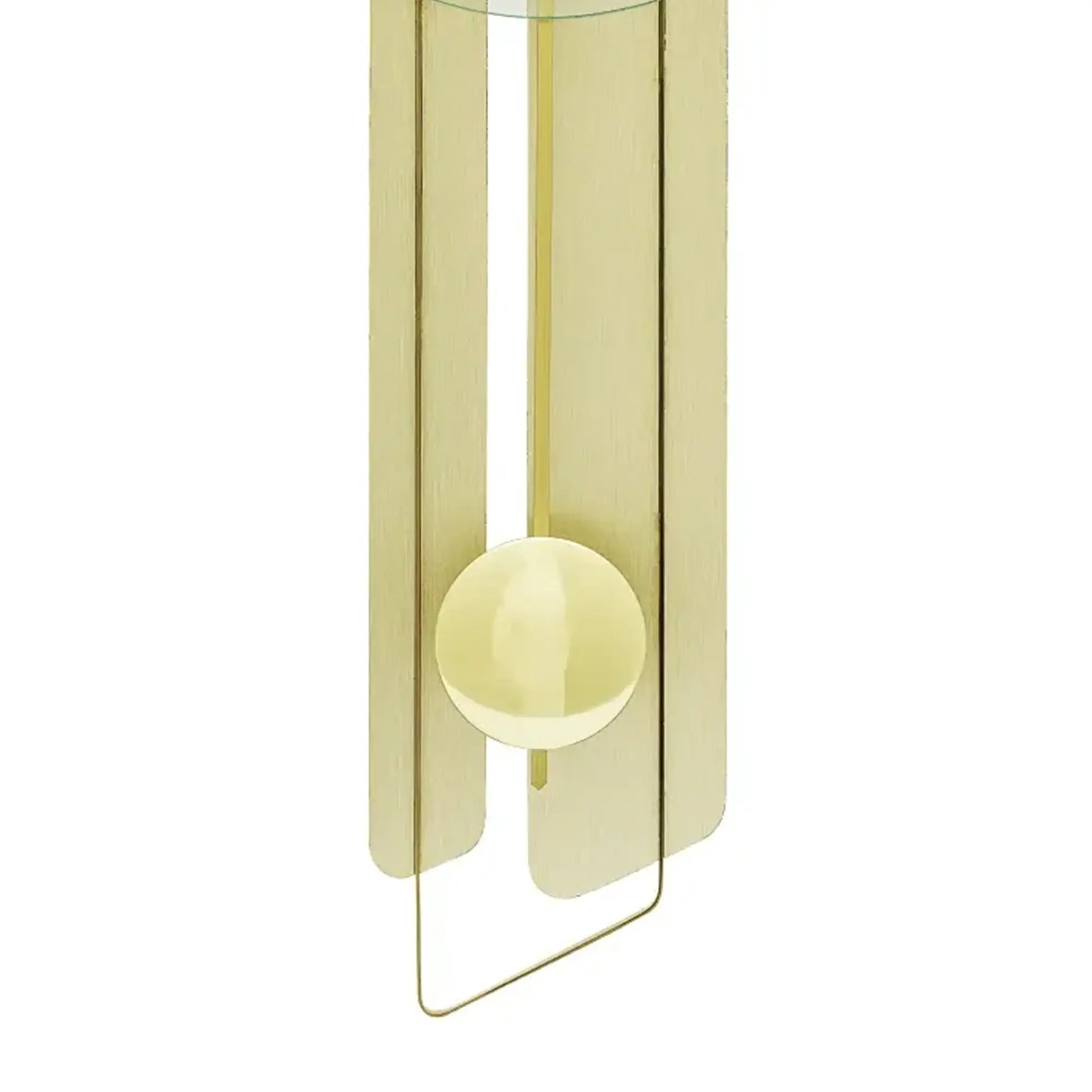 Wanduhr mit Messingauflage und Pendelwerk, rundes Glas-Ziffernblatt mit Kugelteil