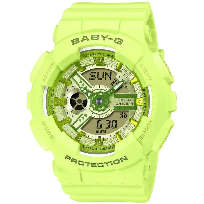 Casio Baby-G BA-110YK-3AER-MAN Damen Armbanduhr Grün • Star Wars Grogu Limited Edition • Analog-Digital mit Mineralglas