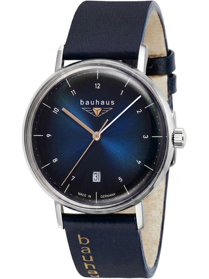 Bauhaus Classic 2141-3 Damen Armbanduhr Blau • Schweizer Quarzwerk Ronda 505 • Mineralglas K1