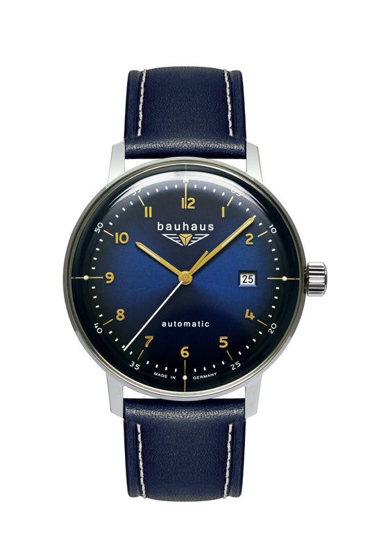 Bauhaus 2064-3 Herren Automatik Blau • Miyota 8215 Automatikwerk • Mineralglas K1