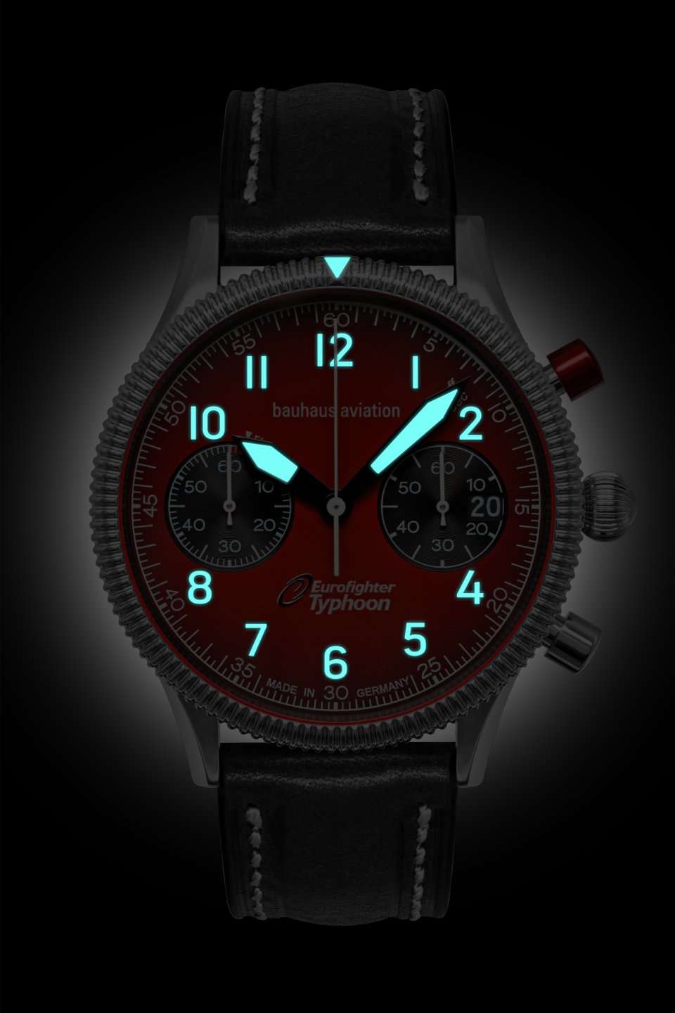 Bauhaus Aviation 2576-5 Armbanduhr Rot • Eurofighter Quarzchronograph • Mineralglas K1, Bild 2