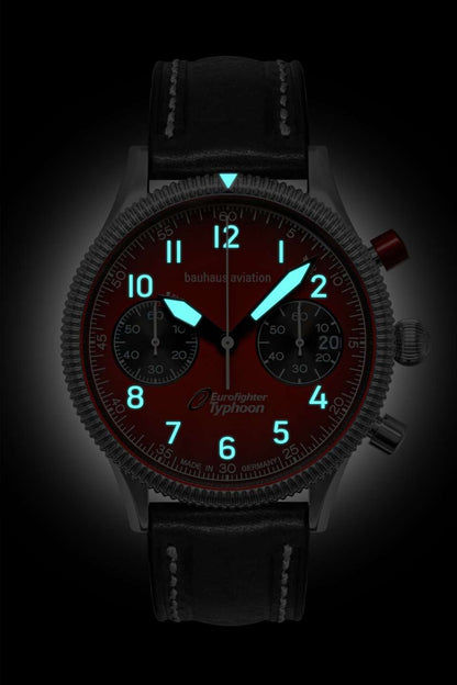 Bauhaus Aviation 2576-5 Armbanduhr Rot • Eurofighter Quarzchronograph • Mineralglas K1, Bild 2