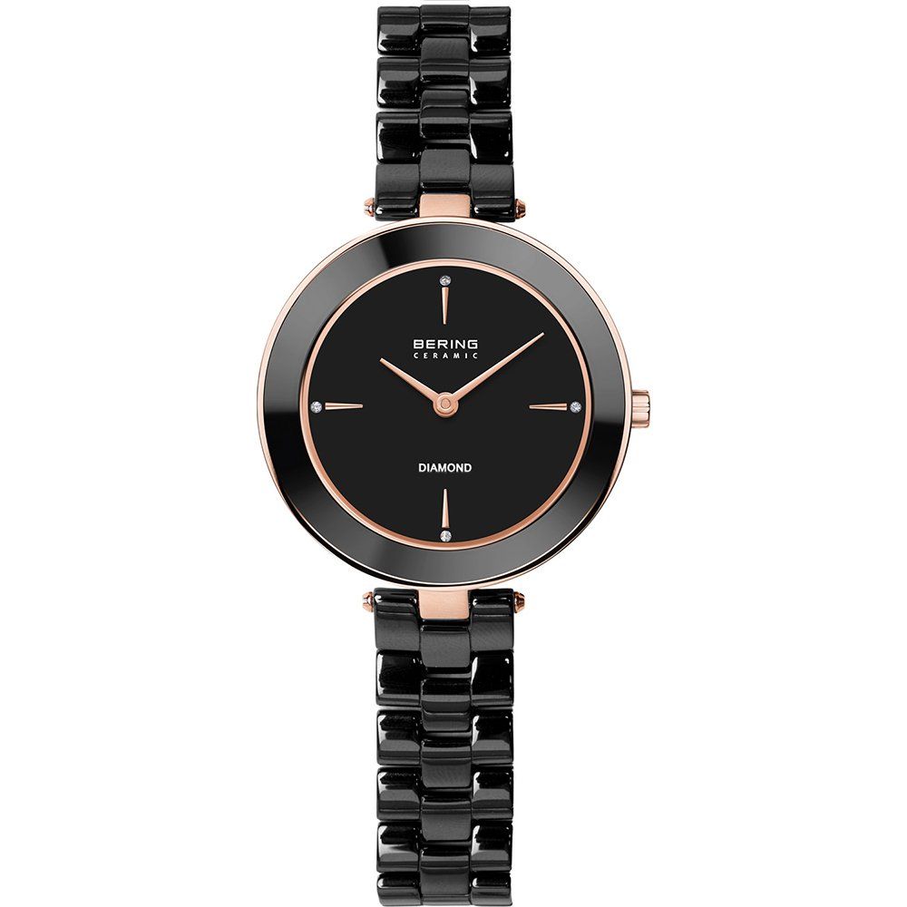 Bering Ceramic 16629-762 Damen Armbanduhr Schwarz • Saphirglas • Diamant-Indizes