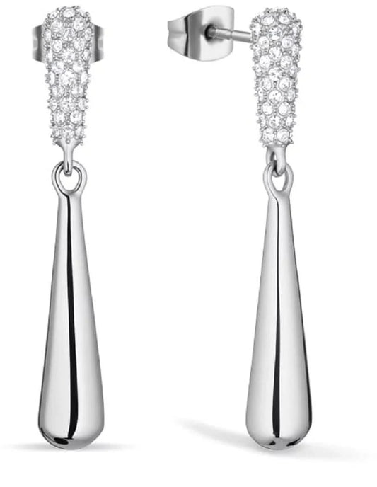 Arctic Pavé Ohrringe, Silber Glänzend, Funkelnde Zirkonia, Edelstahl Schmuck - Bering Modell: 754-17-05