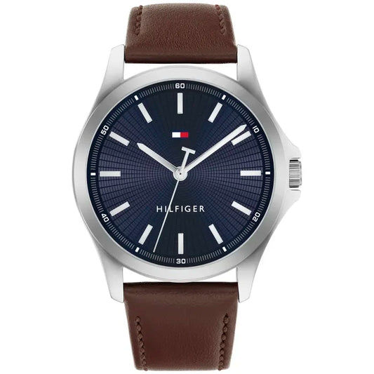 Tommy Hilfiger Bruce 1710669 Herrenuhr Blau • Echtes Lederarmband • Mineralglas