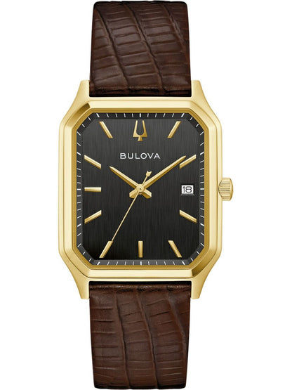 Bulova Tony Bennett 97B235 Herren Armbanduhr Schwarz • Saphirglas mit Antireflex • Vergoldetes Edelstahlgehäuse