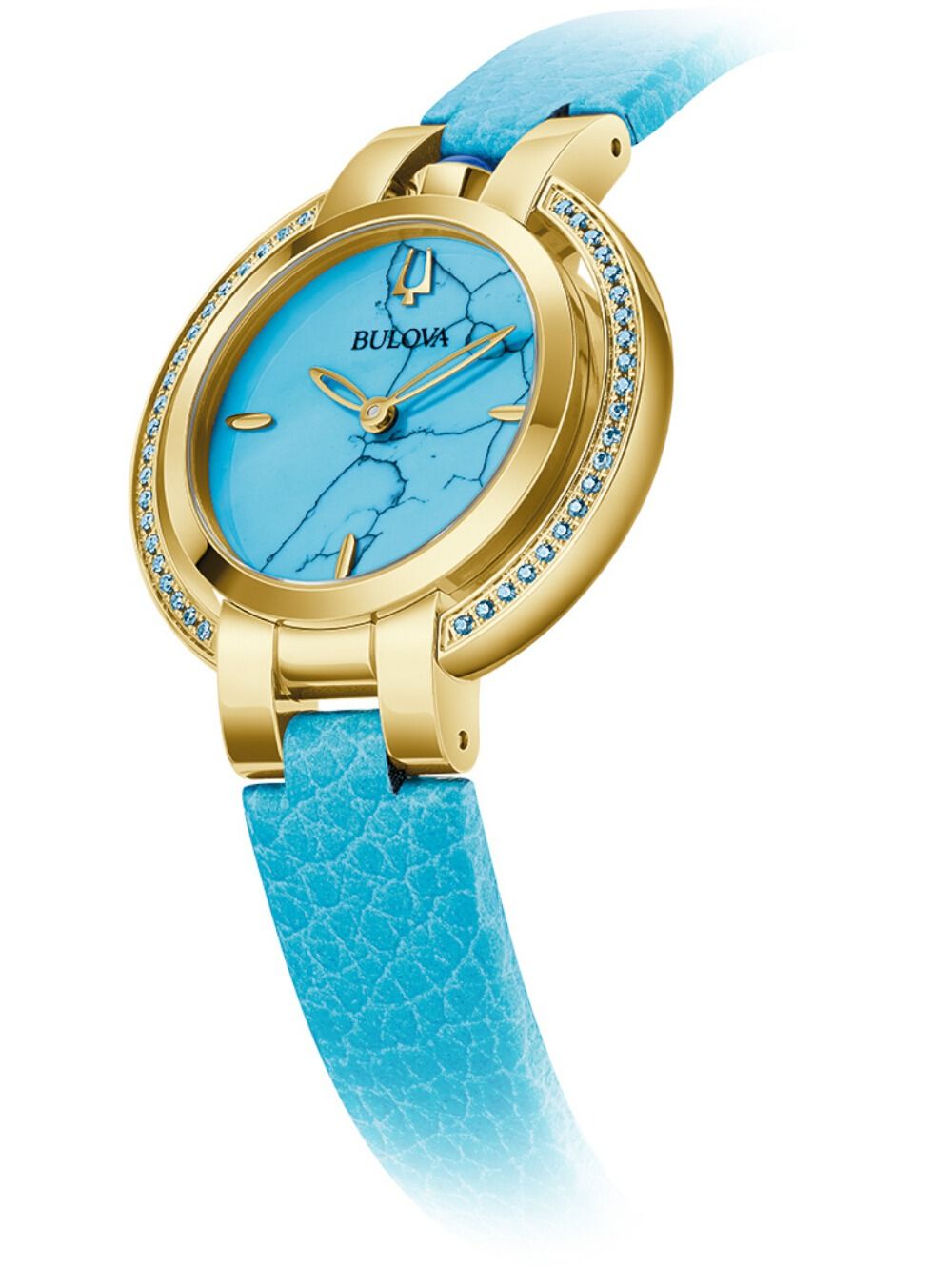 Bulova Rubaiyat 97R104 Damenuhr Goldfarben/Blau • Saphirglas • 42 Blaue Topase, Bild 2