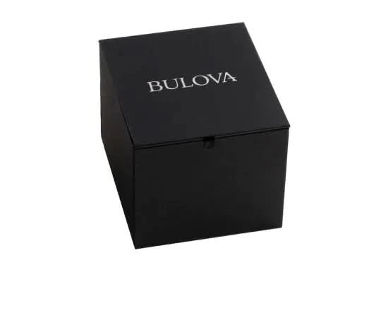 Bulova Uhrenbox, schwarzes Etui mit Logo auf Deckel