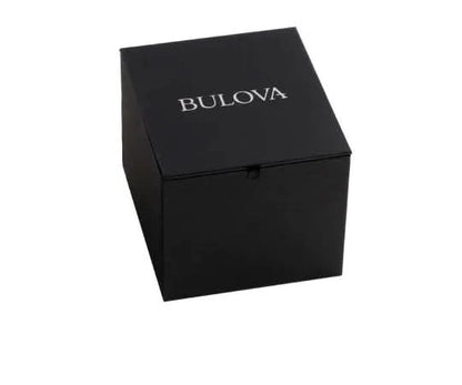 Bulova Uhrenbox, schwarzes Etui mit Logo auf Deckel