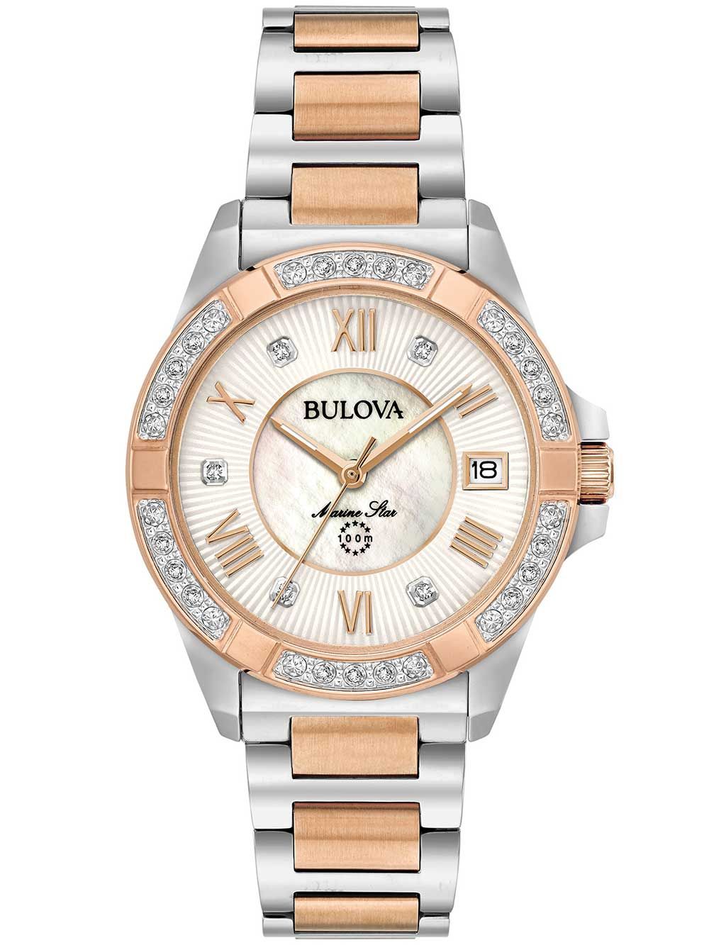 Bulova Marine Star 98R234 Damen Armbanduhr Bicolor • Saphirglas • 23 Diamant-Akzente