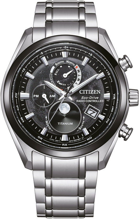 Citizen Tsuki-yomi BY1018-80E Herrenuhr • Eco-Drive Funk-Mondphase • Super Titanium