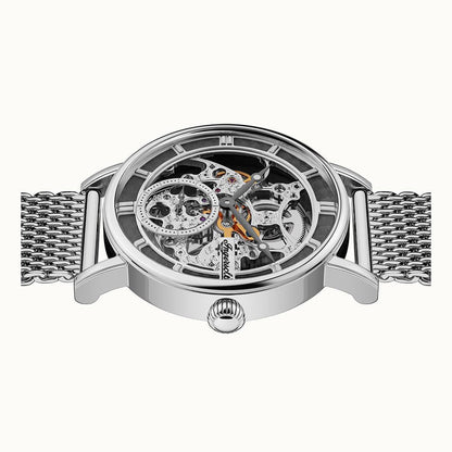 Ingersoll 1892 The Herald I00405B Herren Armbanduhr Silber • Skelettiertes Automatikwerk • Mineralglas, Bild 3