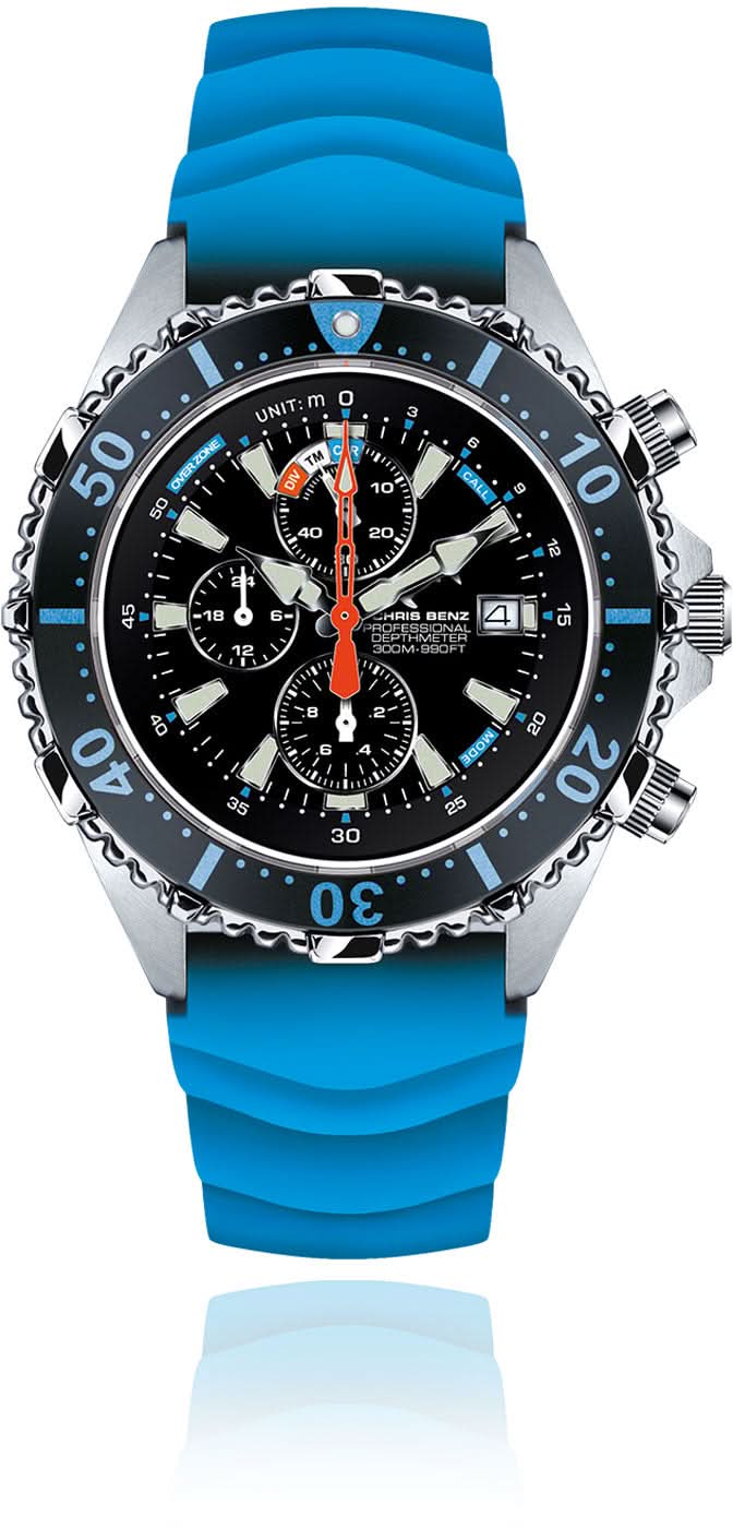 Chris Benz Depthmeter Chronograph 300M CB-C300X-LB-KBB Herrenuhr • 300m Wasserdicht • Saphirglas
