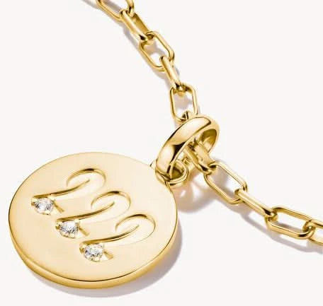 Charm-Anhänger, Engelszahlen 222, mit weißen Edelsteinen, aus Silber, vergoldet - Thomas Sabo Modell: CC1249-414-14