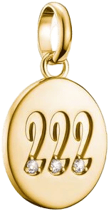 Charm-Anhänger, Engelszahlen 222, mit weißen Edelsteinen, aus Silber, vergoldet - Thomas Sabo Modell: CC1249-414-14