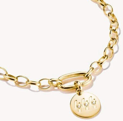 Charm-Anhänger, Engelszahlen 444, mit weißen Edelsteinen, aus Silber, vergoldet - Thomas Sabo Modell: CC1251-414-14