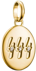 Charm-Anhänger, Engelszahlen 444, mit weißen Edelsteinen, aus Silber, vergoldet - Thomas Sabo Modell: CC1251-414-14
