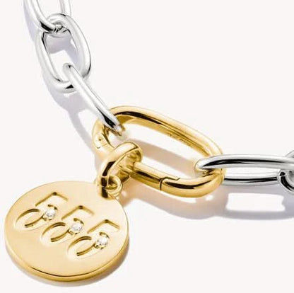 Charm-Anhänger, Engelszahlen 555, mit weißen Edelsteinen, aus Silber, vergoldet - Thomas Sabo Modell: CC1252-414-14