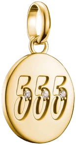 Charm-Anhänger, Engelszahlen 555, mit weißen Edelsteinen, aus Silber, vergoldet - Thomas Sabo Modell: CC1252-414-14