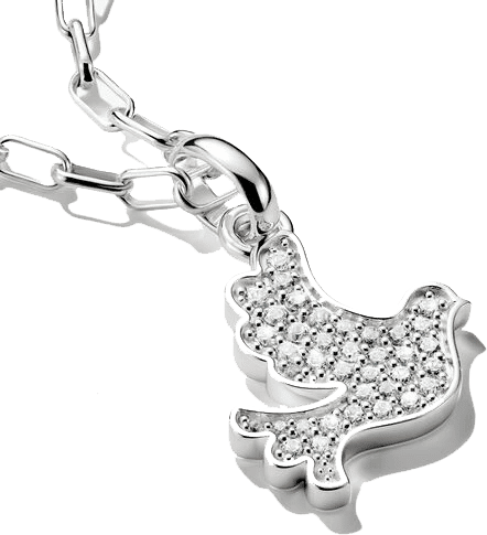Thomas Sabo Charm-Anhänger, Friedenstaube mit weißen Edelsteinen, aus Silber