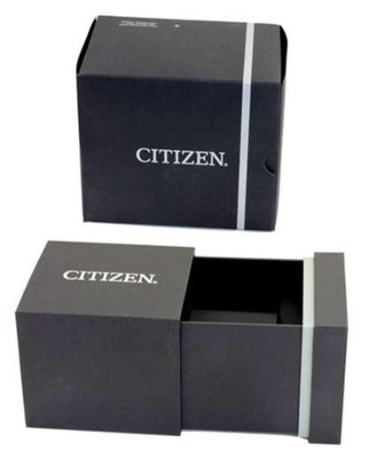 Citizen klockförpackning: svart box med CITIZEN-logotyp och innerbox