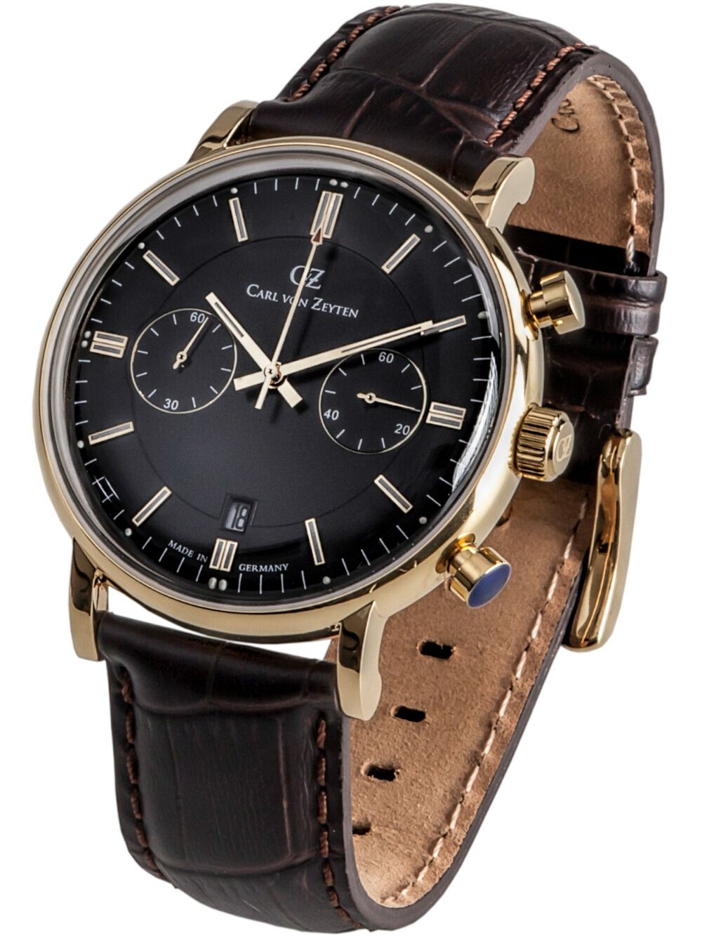 Carl von Zeyten Bühlot CVZ0037GBK Herren Armbanduhr Schwarz • Chronograph • Mineralglas