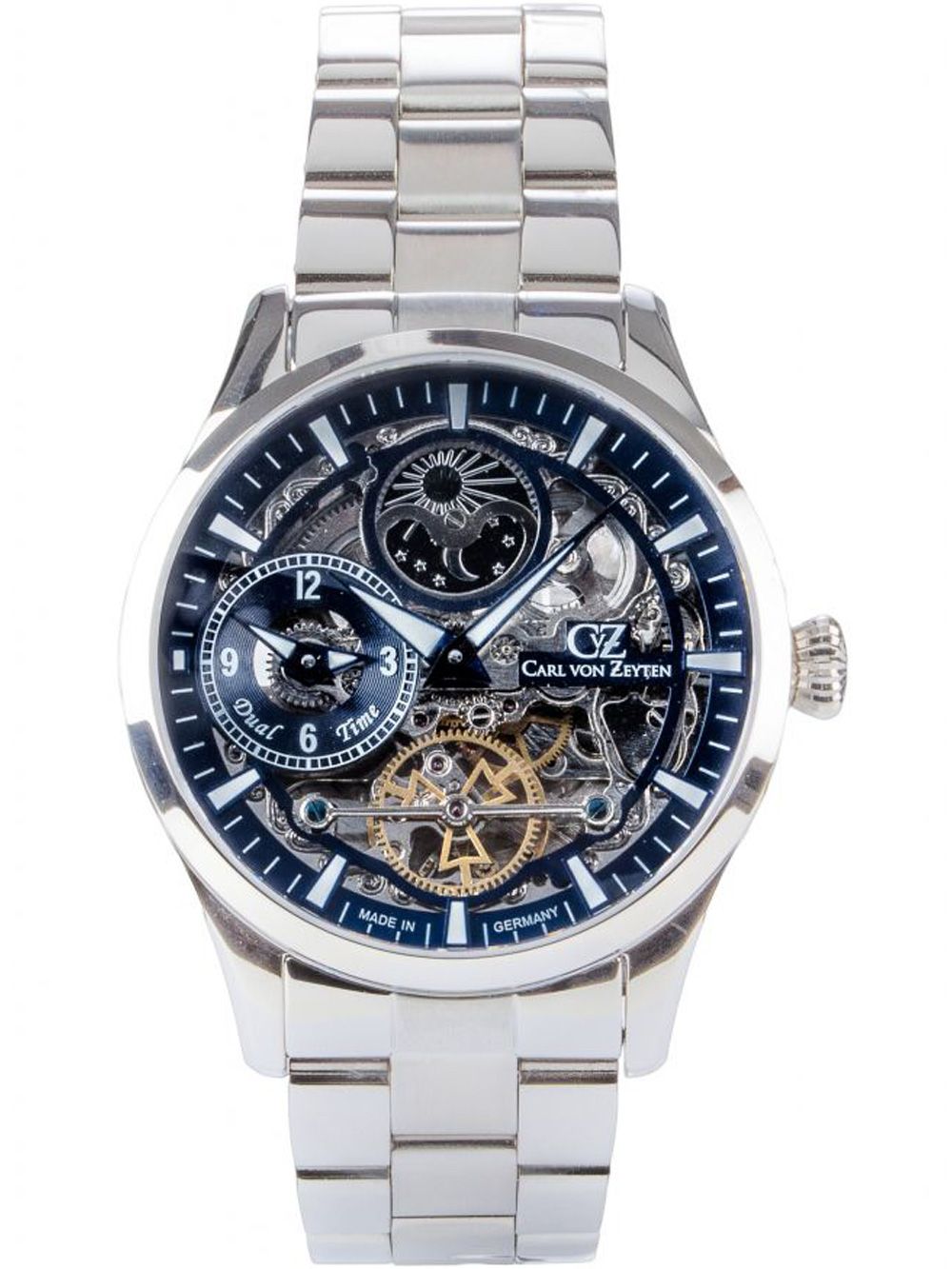 Carl von Zeyten Freiburg CVZ0063BLMS Herrenuhr Blau • Automatikwerk mit Dual Time • Saphirglas
