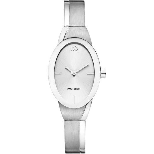Damenarmbanduhr mit silbernem Titangehäuse, Metallarmband und silbernem Zifferblatt, Mineralglas