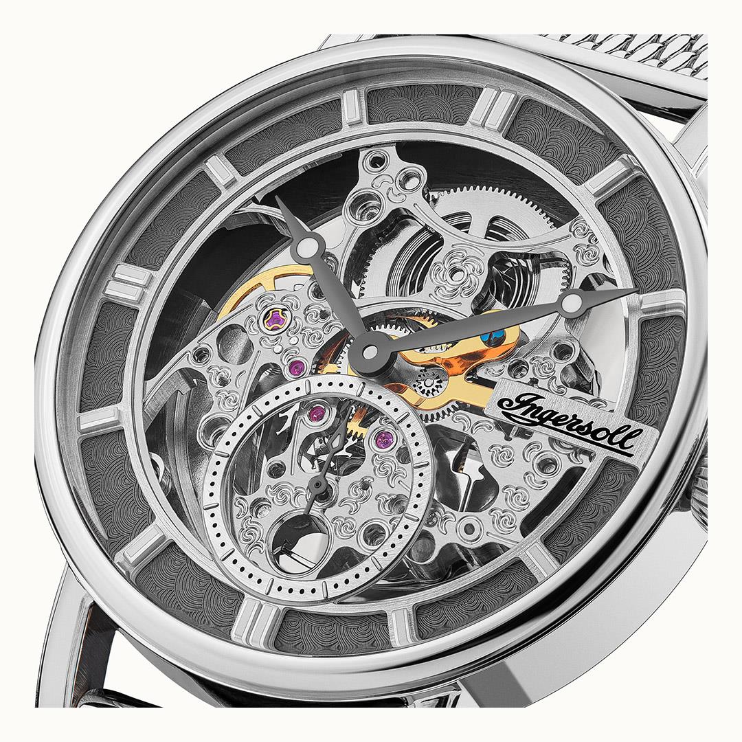 Ingersoll 1892 The Herald I00405B Herren Armbanduhr Silber • Skelettiertes Automatikwerk • Mineralglas, Bild 2