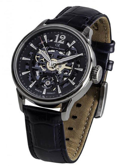 Carl von Zeyten Enz CVZ0051BL Herrenuhr Automatik Blau • Skelett-Automatikwerk • Mineralglas