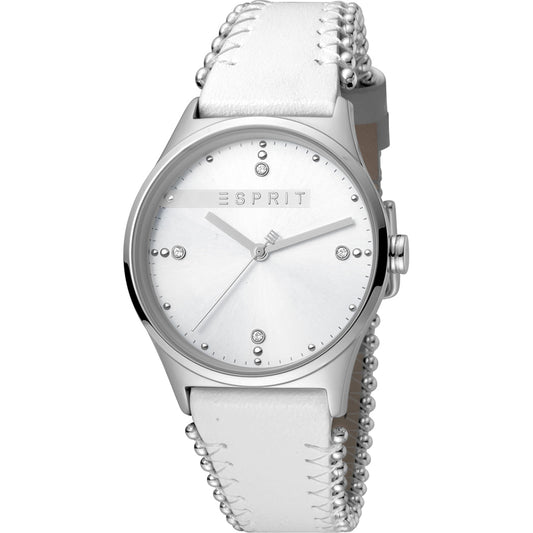 Esprit Drops ES1L032L0015 Damen • Mineralglas • Weißes Lederarmband
