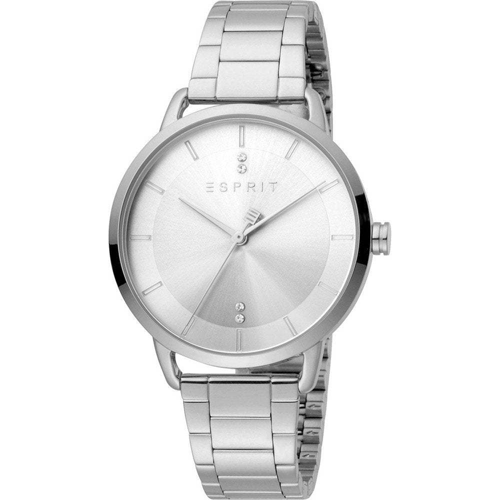 Esprit Macy ES1L215M0065 Damen Armbanduhr Silber • Mineralglas • Zirkonia-Zifferblatt