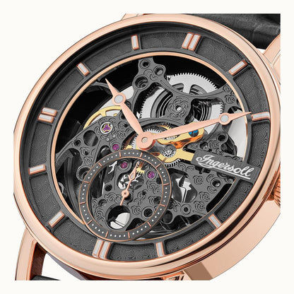 Ingersoll 1892 The Herald I00403B Herren Armbanduhr Schwarz • Skelettwerk • Roségold-Edelstahlgehäuse, Bild 2