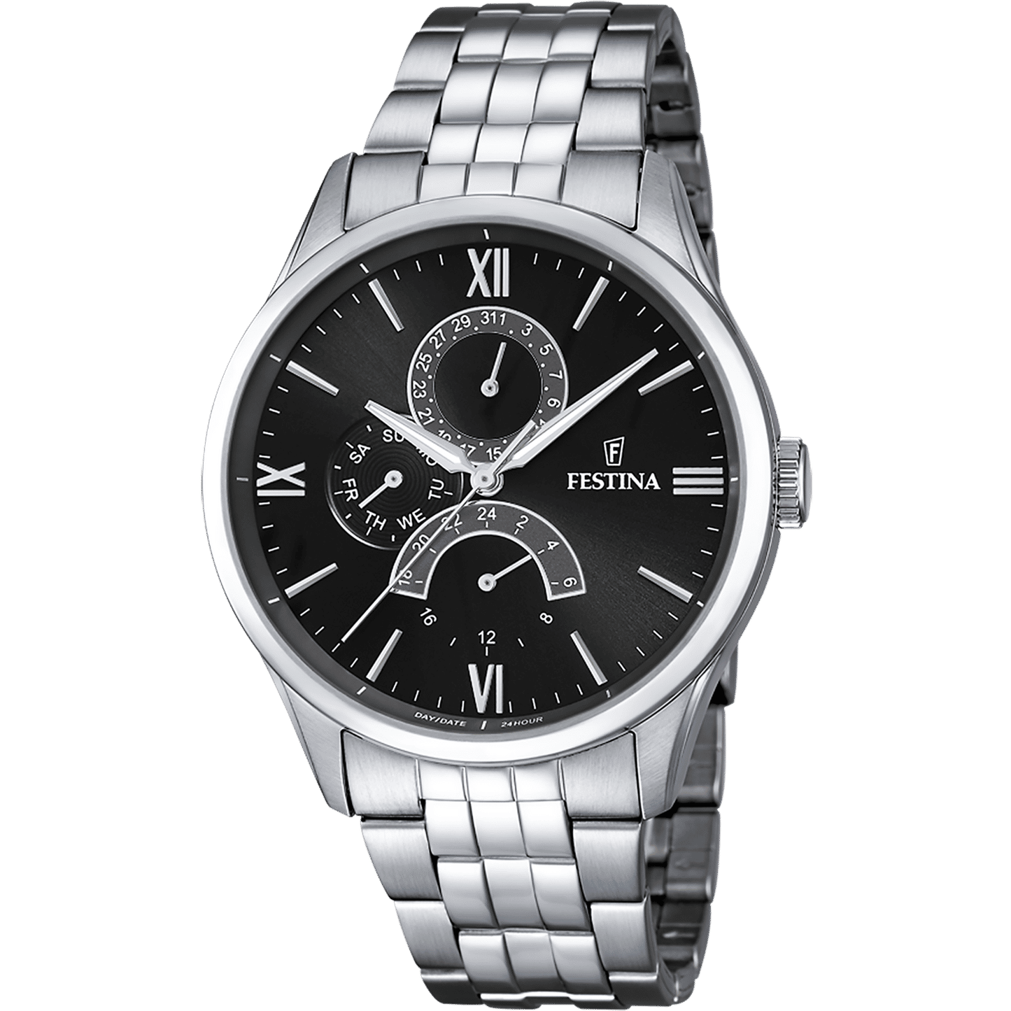 Festina Retro F16822/4 Herrenuhr Schwarz • Multifunktionswerk • Mineralglas