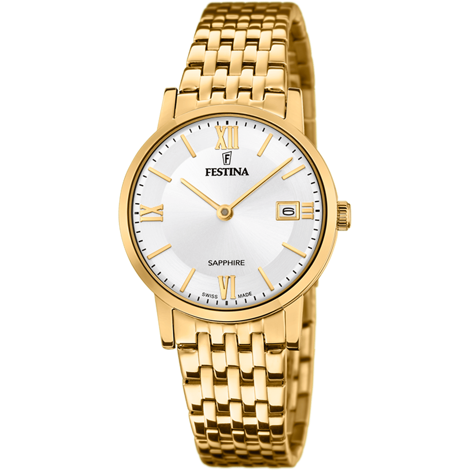 Festina Swiss Made Slim F20021/1 Damenuhr Silber • Saphirglas • Schlankes Edelstahlgehäuse