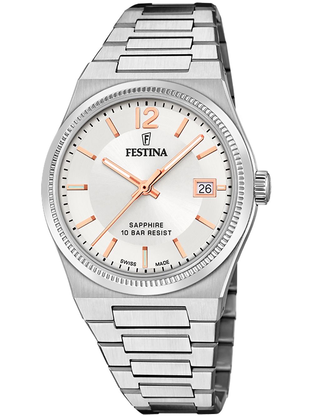 Festina Rivé F20035/2 Damenuhr Silber • Saphirglas • Swiss Made Quarzwerk