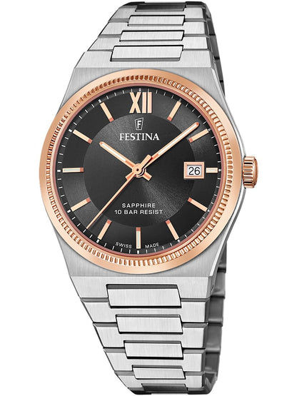 Festina Swiss Made Rivé F20036/3 Herren • Saphirglas entspiegelt • Swiss Made Quarzwerk