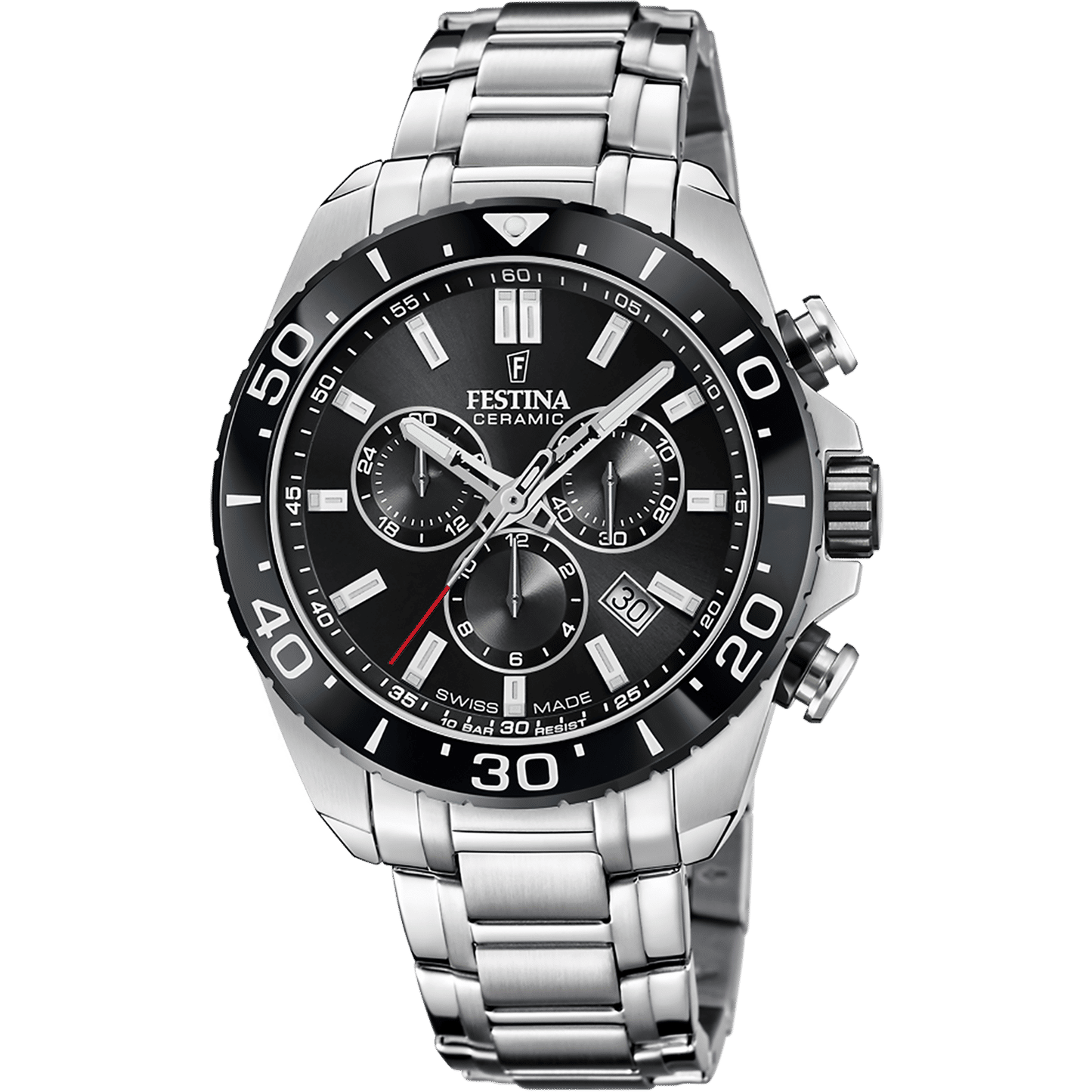 Festina Ceramic Chrono F20042/4 Herrenuhr Schwarz • Saphirglas • Chronograph Swiss Made