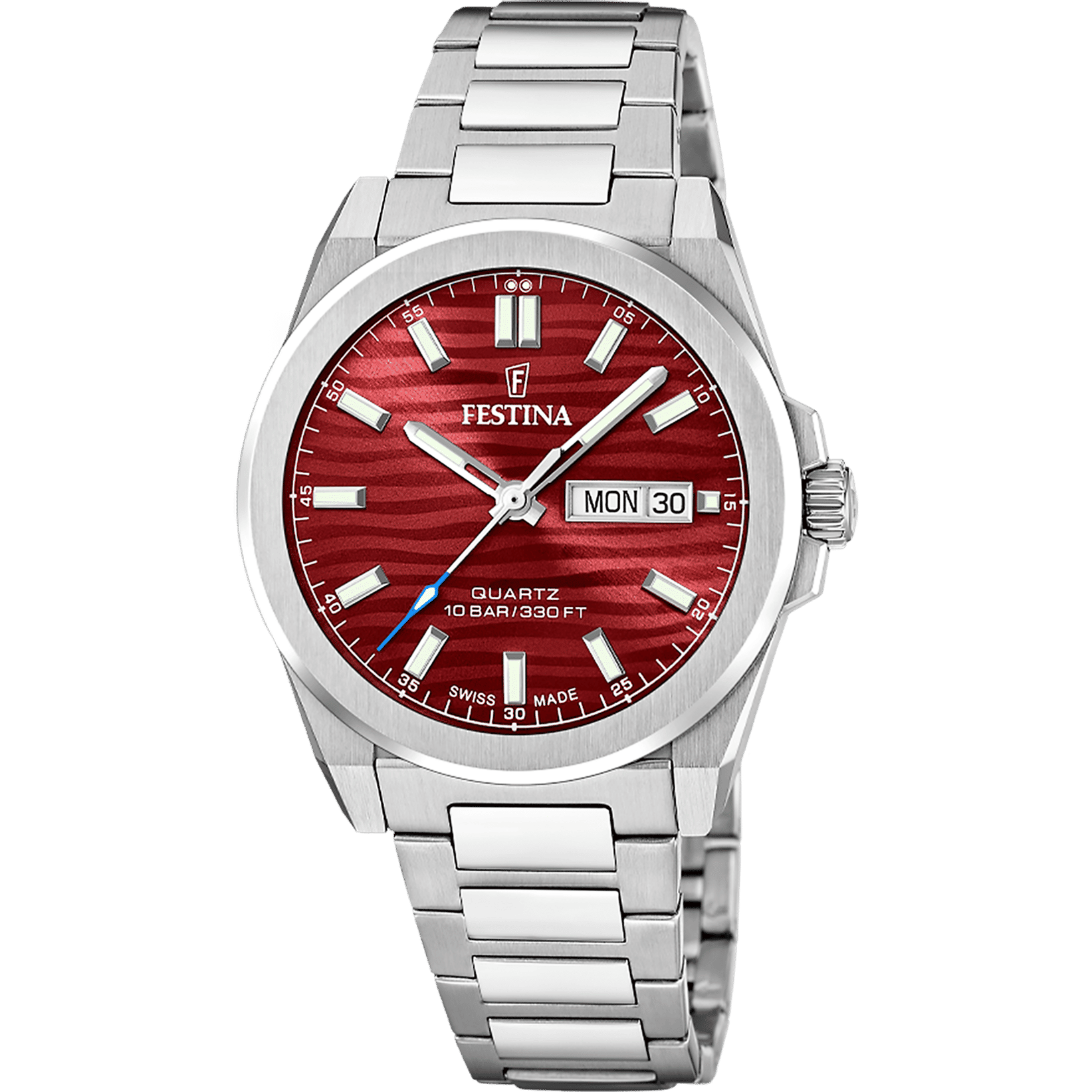 Festina Dune F20073/6 Herrenuhr Stahl/Rot • Saphirglas • Swiss Made