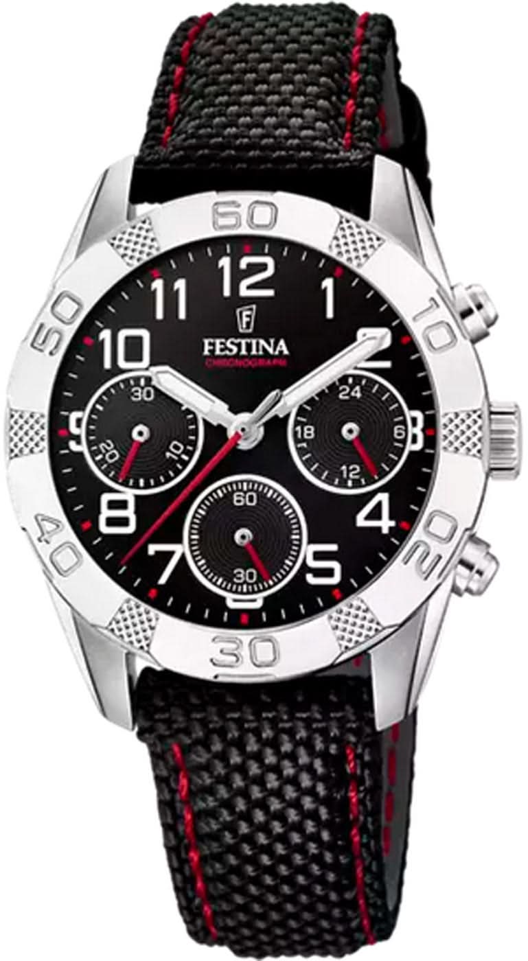 Festina Junior Collection F20346/3 Kinderuhr • Sportlicher Chronograph • Lederarmband