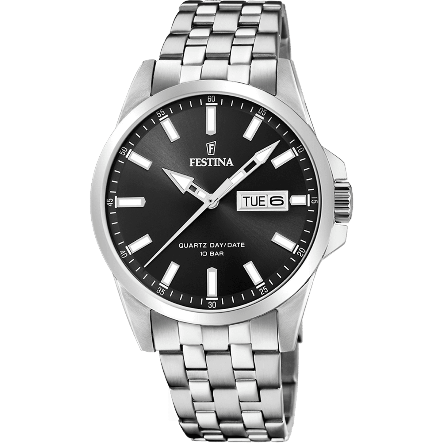 Festina Klassik F20357/4 Herrenuhr Schwarz • Mineralglas • Edelstahlarmband