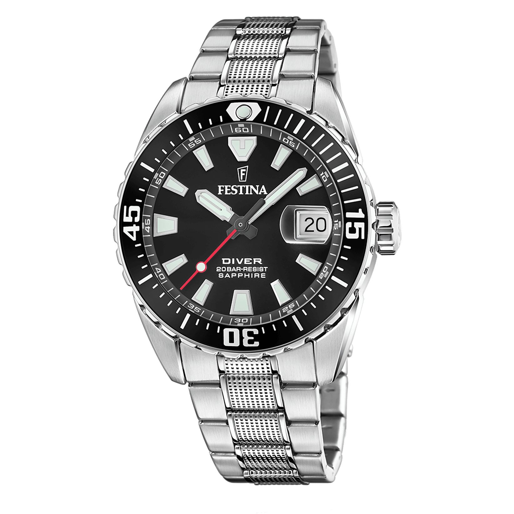 Festina The Originals F20669/3 Herrenuhr Taucheruhr Silber • Saphirglas • 20 ATM