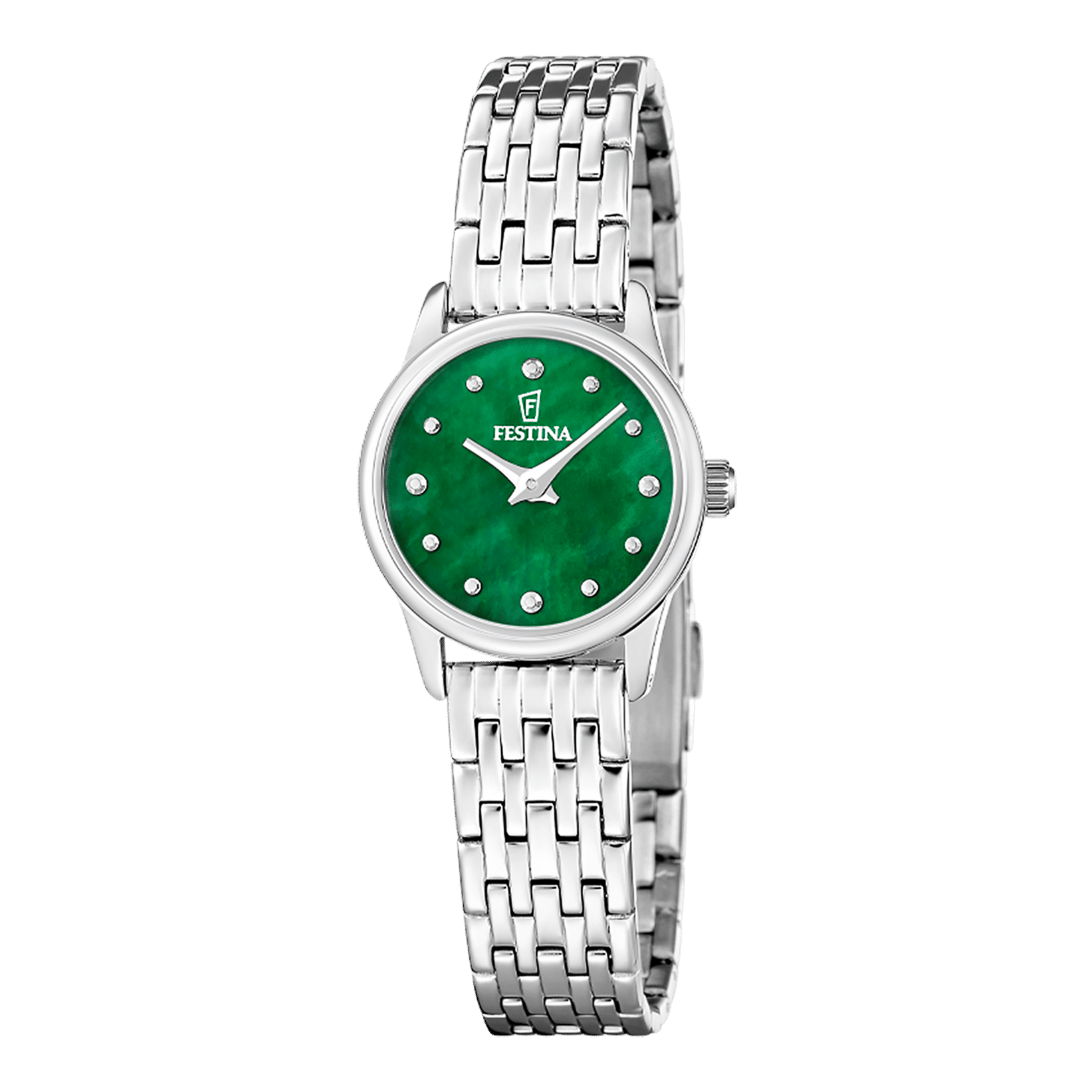 Festina Mademoiselle F20749/5 Damenuhr Silberfarben/Grün • Quarzwerk • Mineralglas