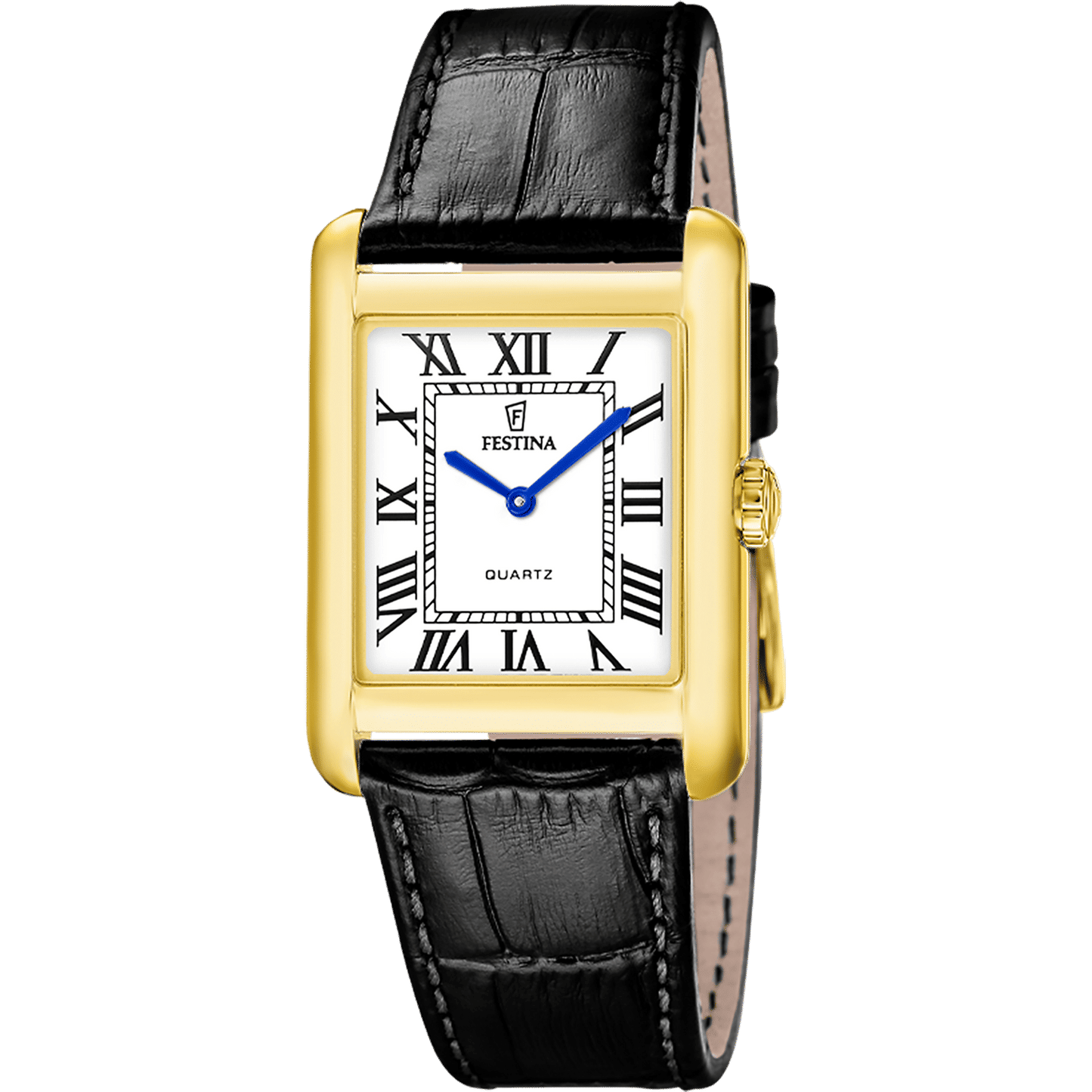 Festina On The Square F20772/1 Herrenuhr Quarz Rechteckig Schwarz/Goldfarben • Quarzwerk • Rechteckiges Gehäuse