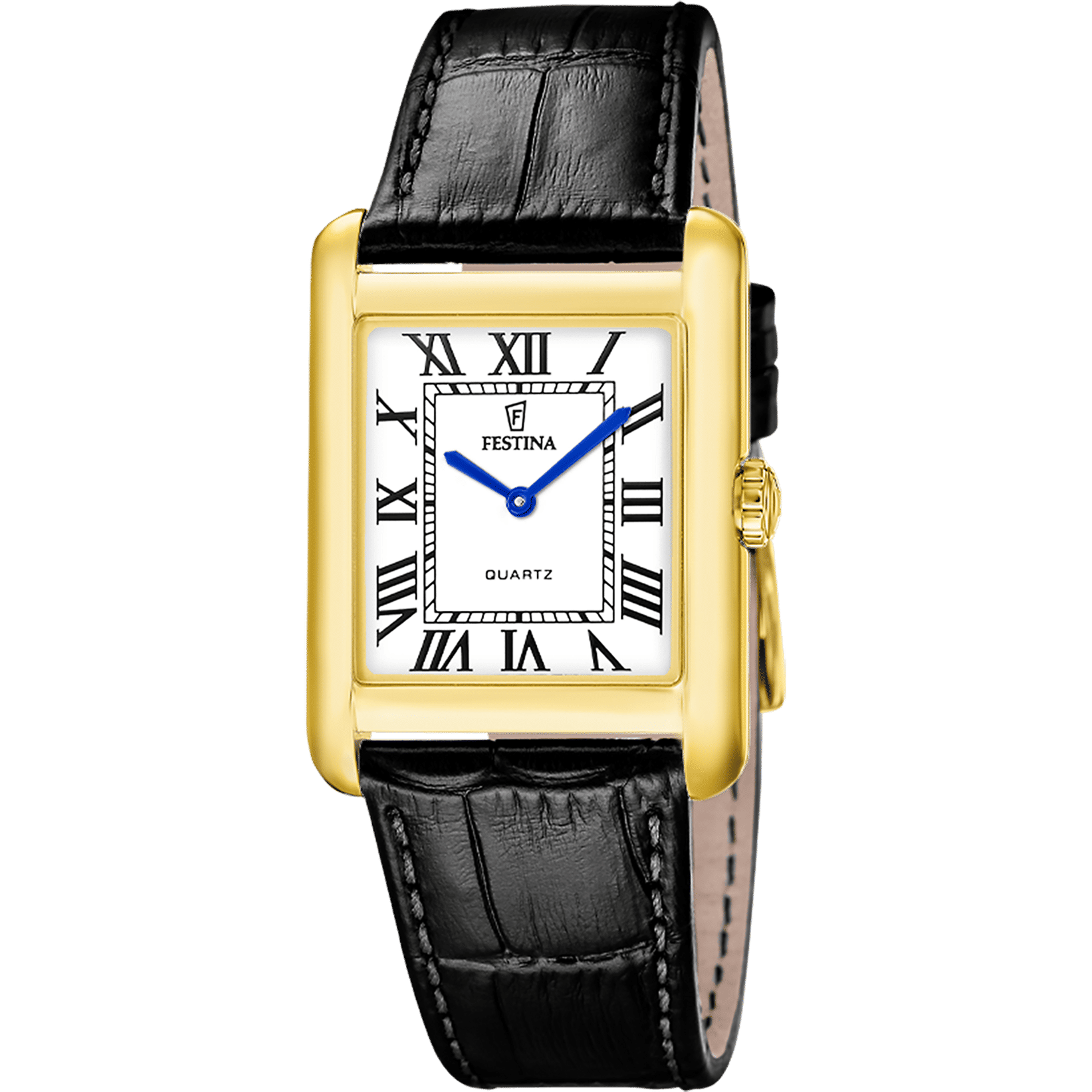 Festina On The Square F20772/1 Herrenuhr Quarz Rechteckig Schwarz/Goldfarben • Quarzwerk • Rechteckiges Gehäuse