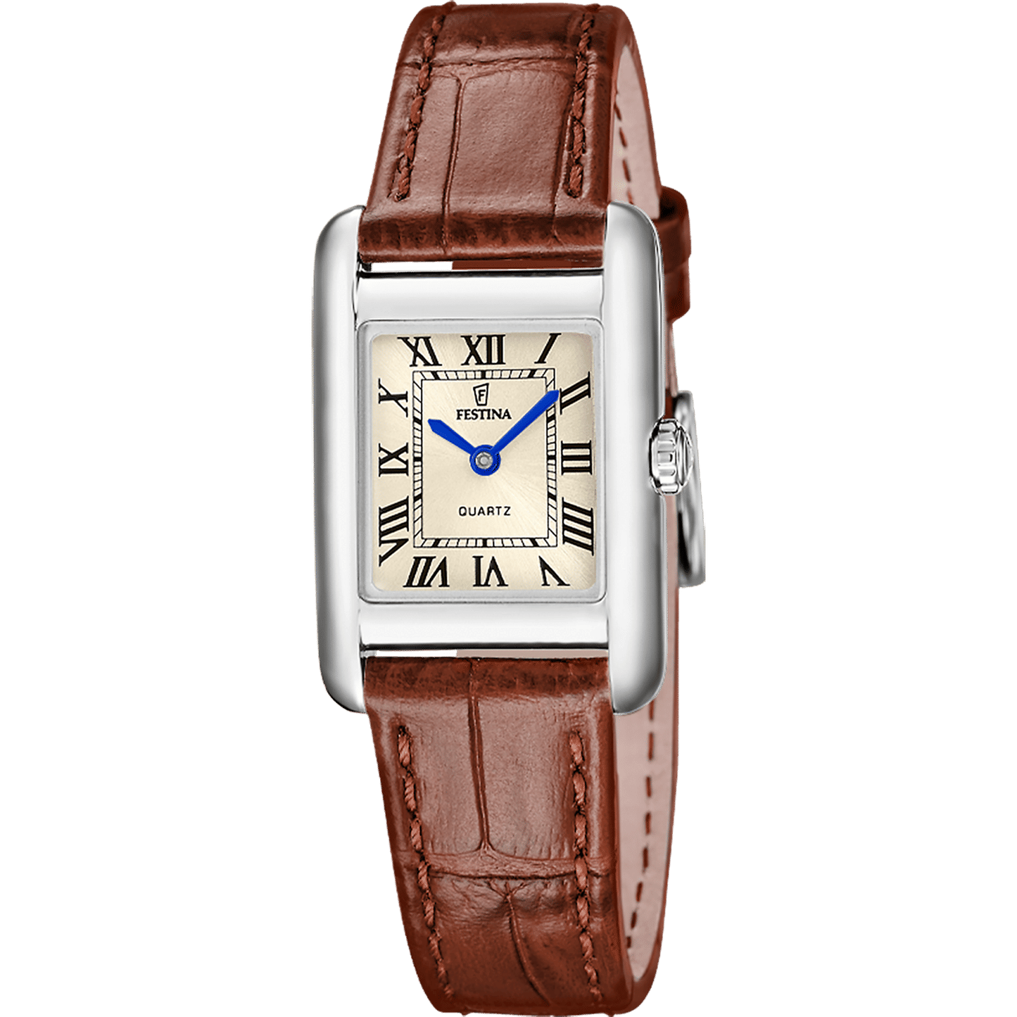 Festina On The Square F20773/2 Damen Armbanduhr • Lederarmband • Goldfarben
