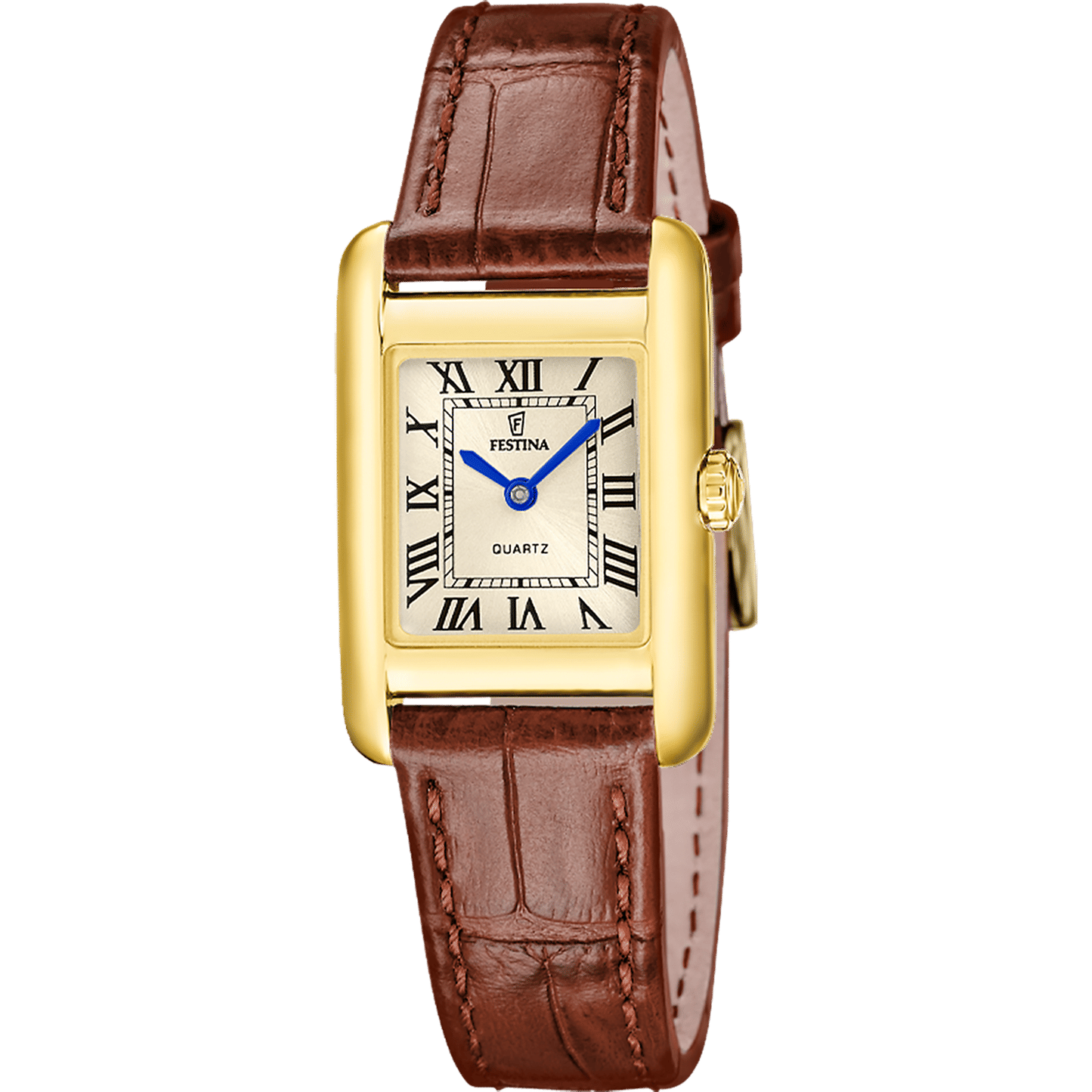 Festina On The Square F20774/2 Damenuhr • Lederarmband • Rechteckiges Gehäuse