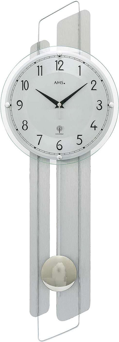 AMS Wanduhr 66x22x8 cm Holz • Funk Uhrwerk • Modernes Design
